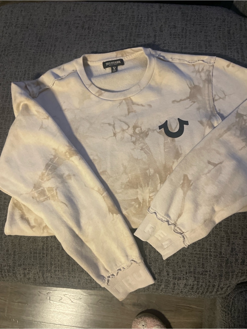 True Religion Beige Tie-Dye Crewneck Sweatshirt